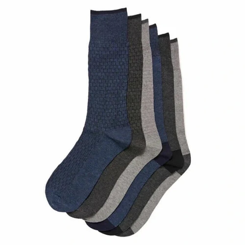 NWT - 6-pair Cole Haan Men's Dress Sock (2) Blue, (2) Dark Gray, (2) Light Gray - Picture 5 of 5